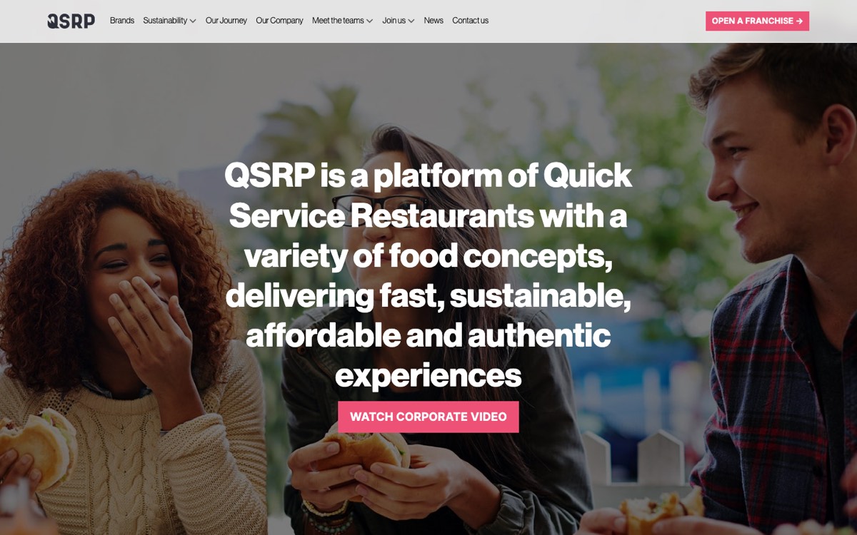 QSRP company website homepage